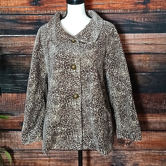 Talbots Jacket 16 Cheetah Velvet Swing Coat - Picture 2 of 11